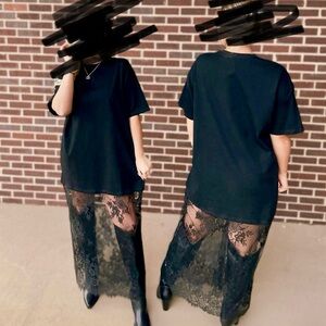 BlackTee dress with sheer lace